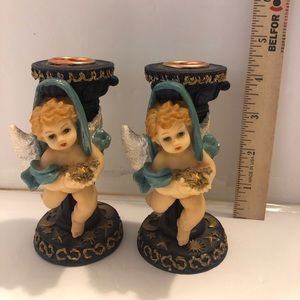 Vintage Set of 2 Angel Candle Holders Made in Israel